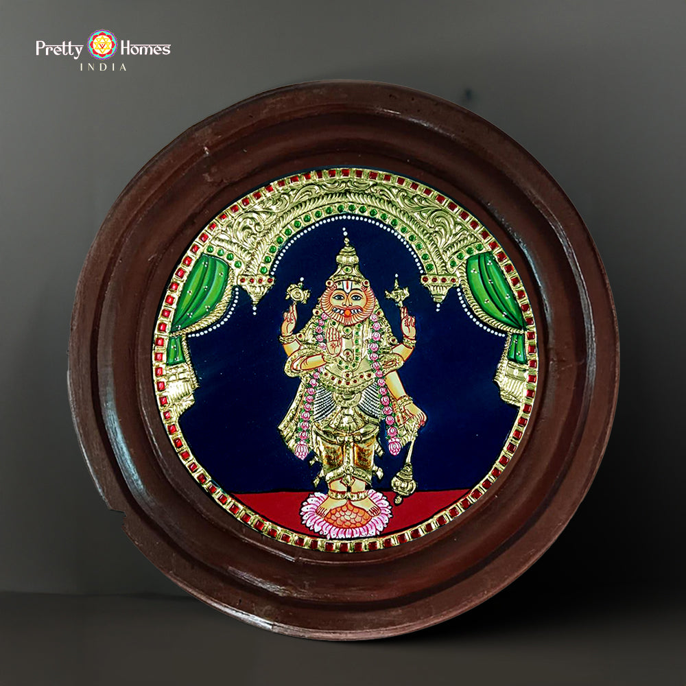 Hand-Painted Round Tanjore Art Lord Vishnu Dasavatar 