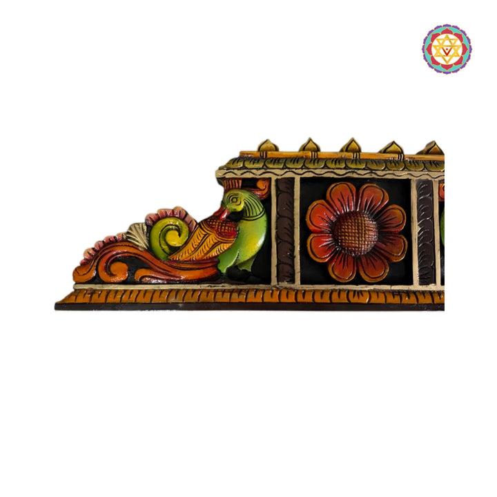 Traditional peacock wood carving temple wall panel decor