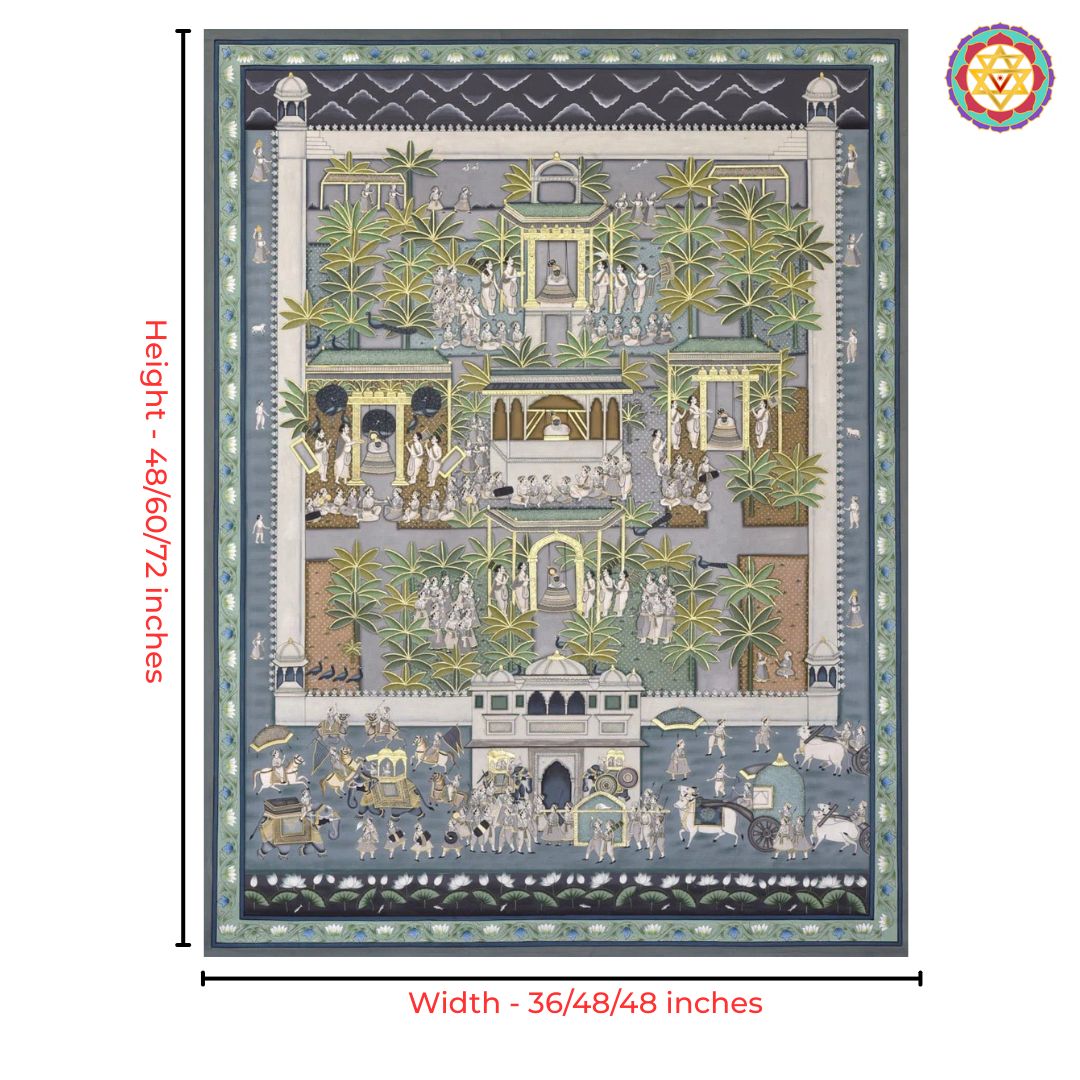 Pichwai art of Shrinathji on cotton cloth with organic paints.