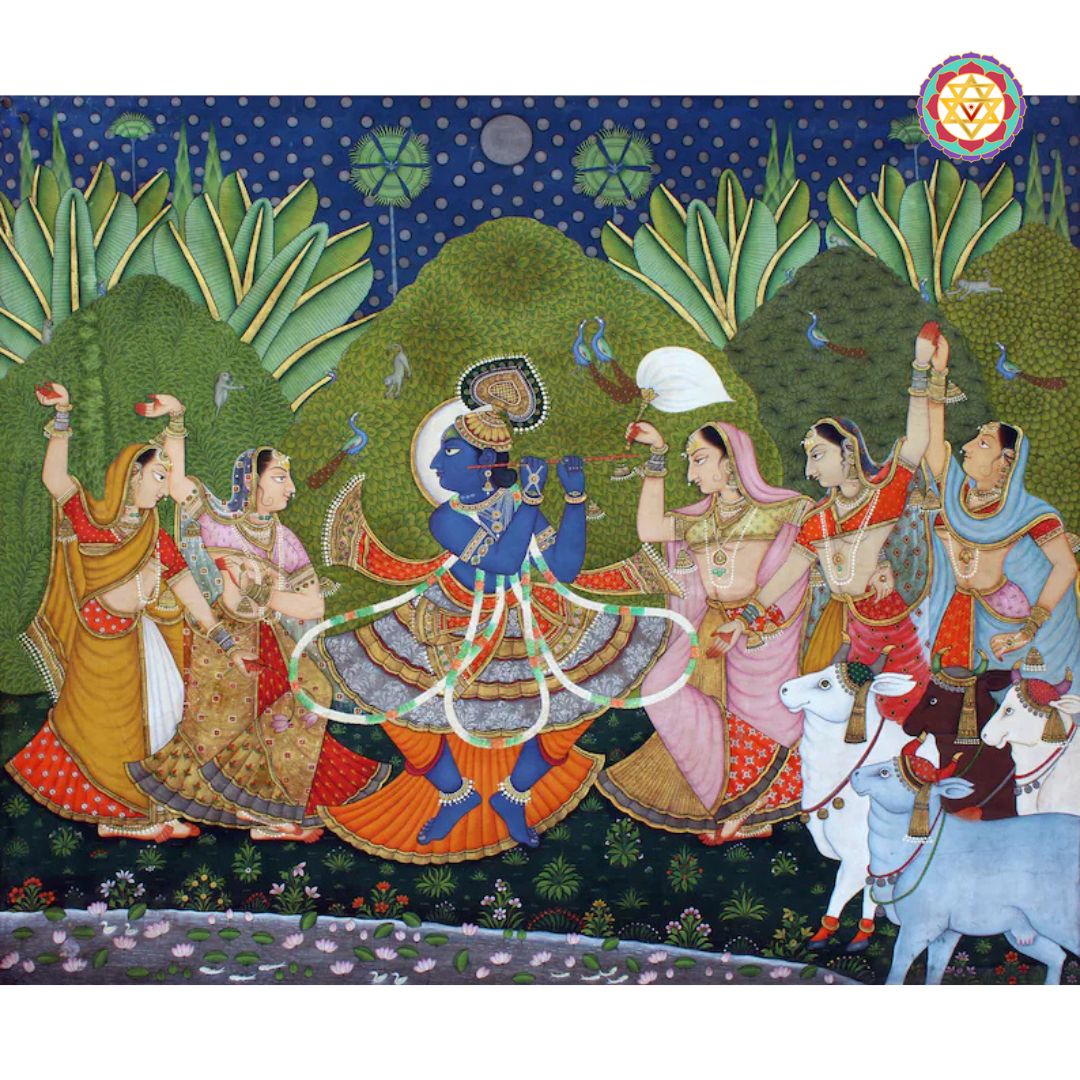 pichwai painting krishna gopikas wall decor