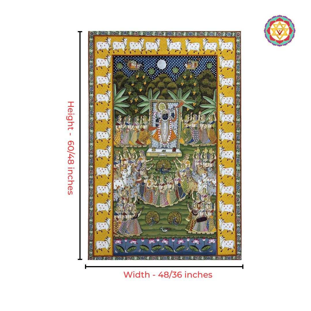 shrinathji pichwai wall decor dancing gopikas artwork
