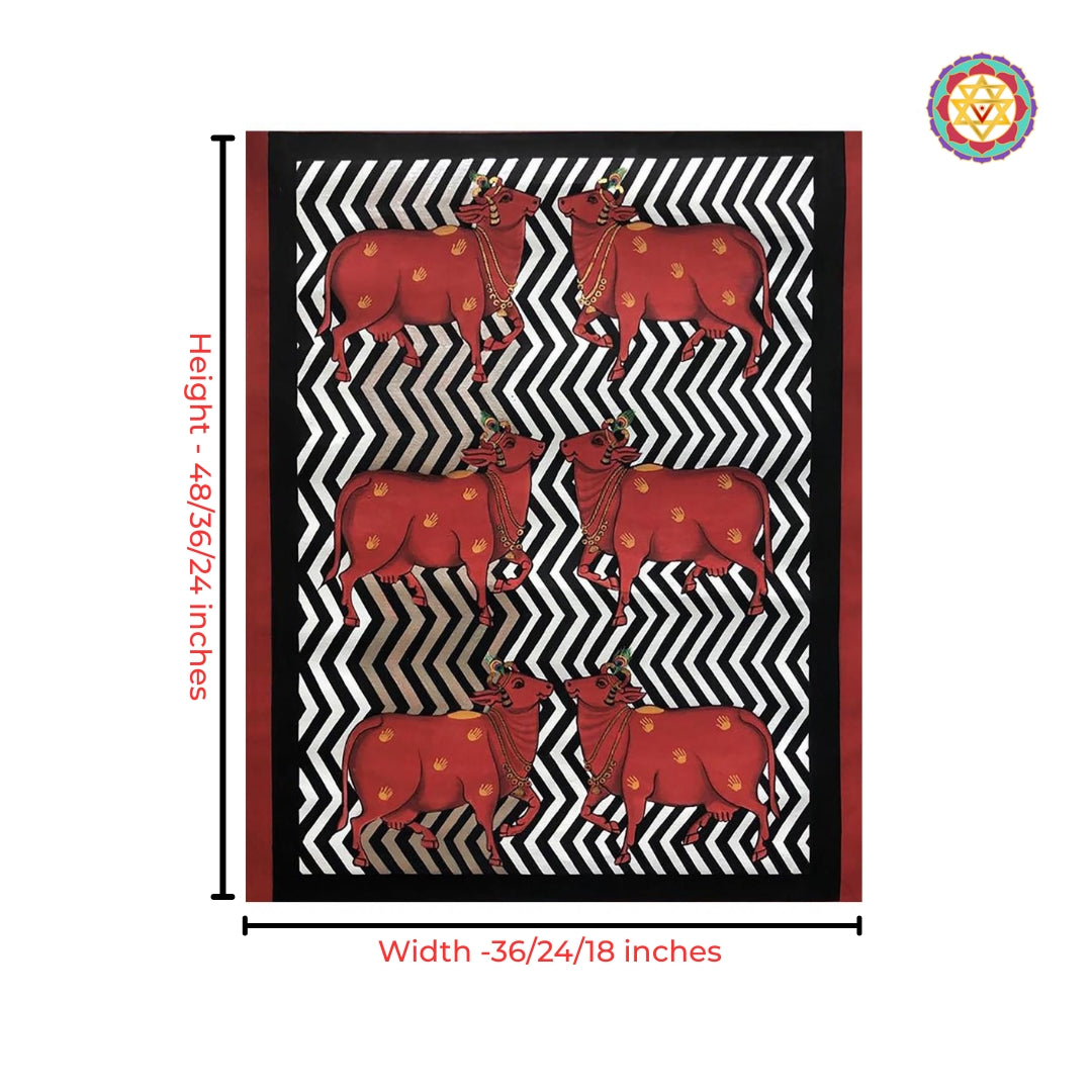 Sacred cow Pichwai wall art on cotton cloth painting