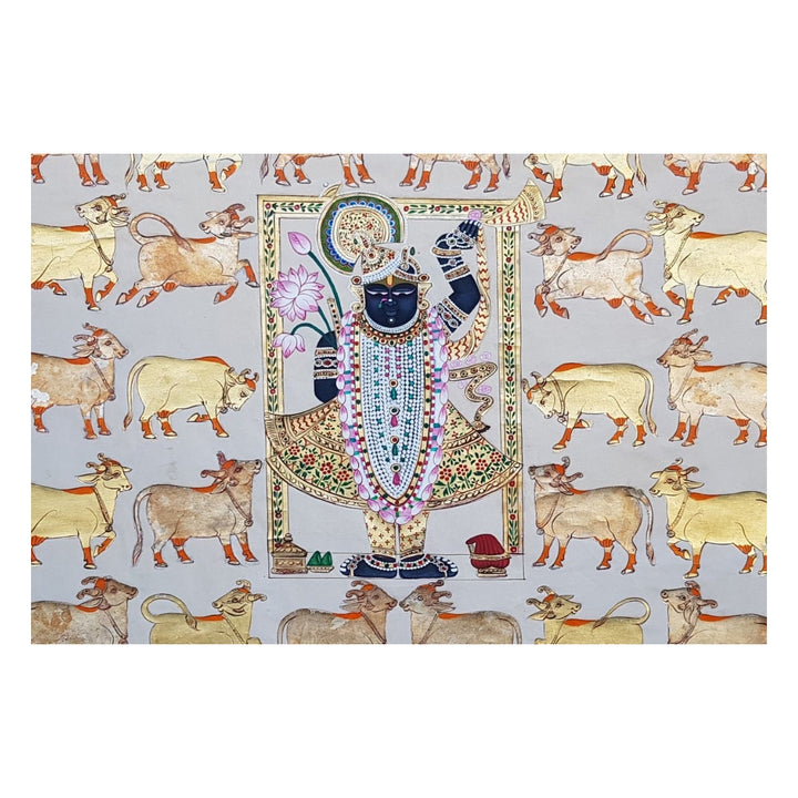 Traditional Krishna Shrinathji Pichwai artwork symbolizing prosperity and divine grace