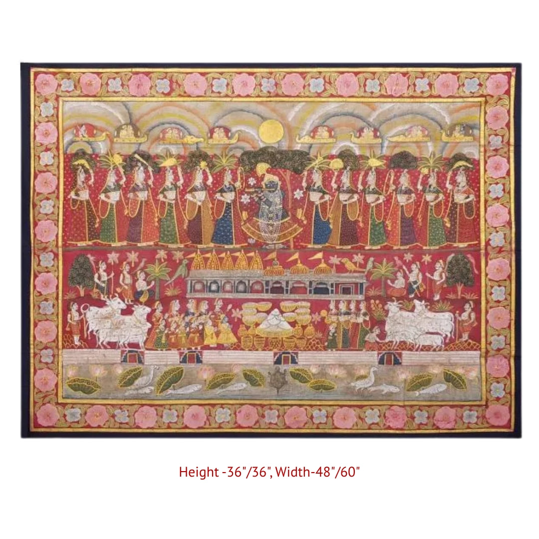 Devotional Shrinathji painting with gopikas in classic Nathdwara heritage style