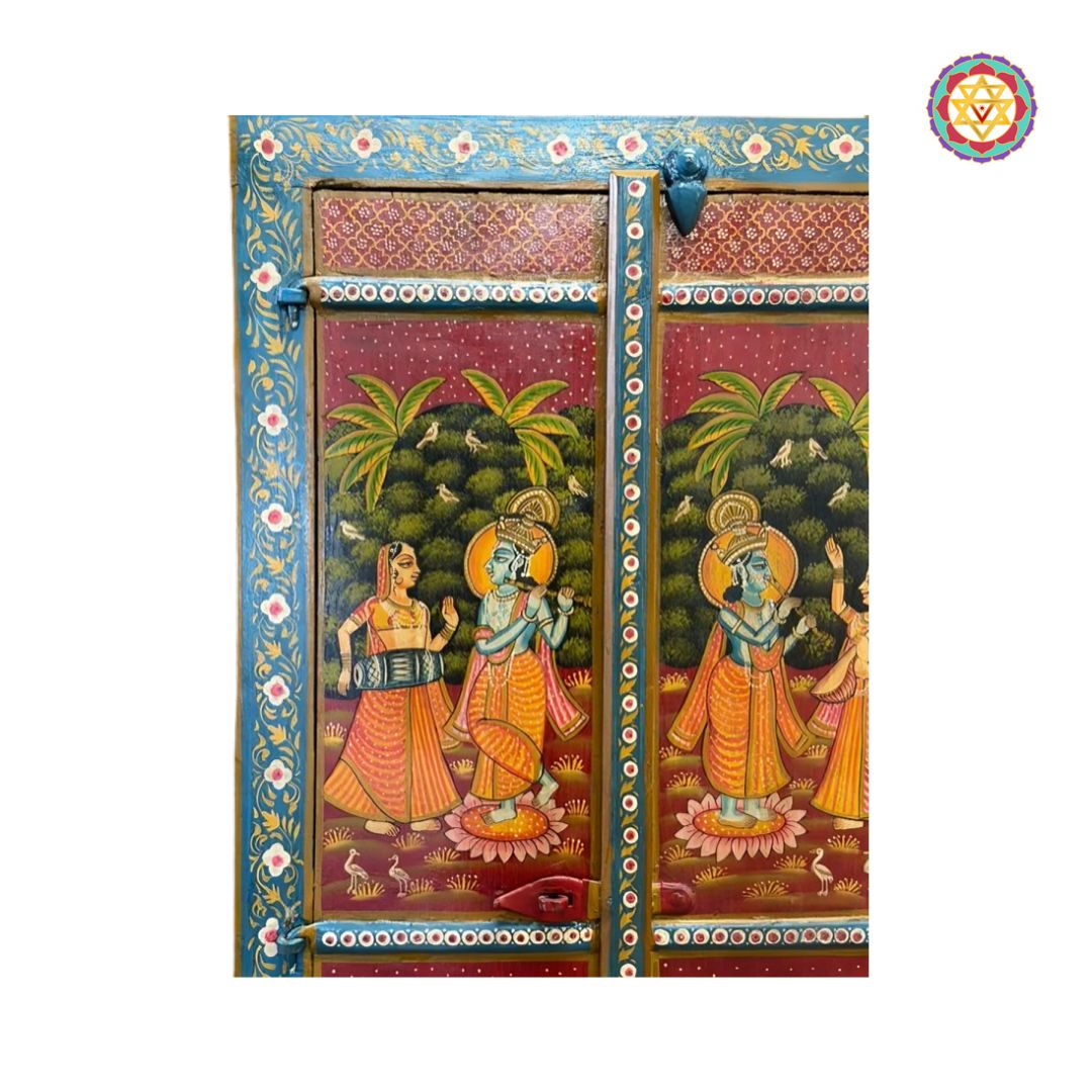 radha krishna door panel handcrafted wooden art