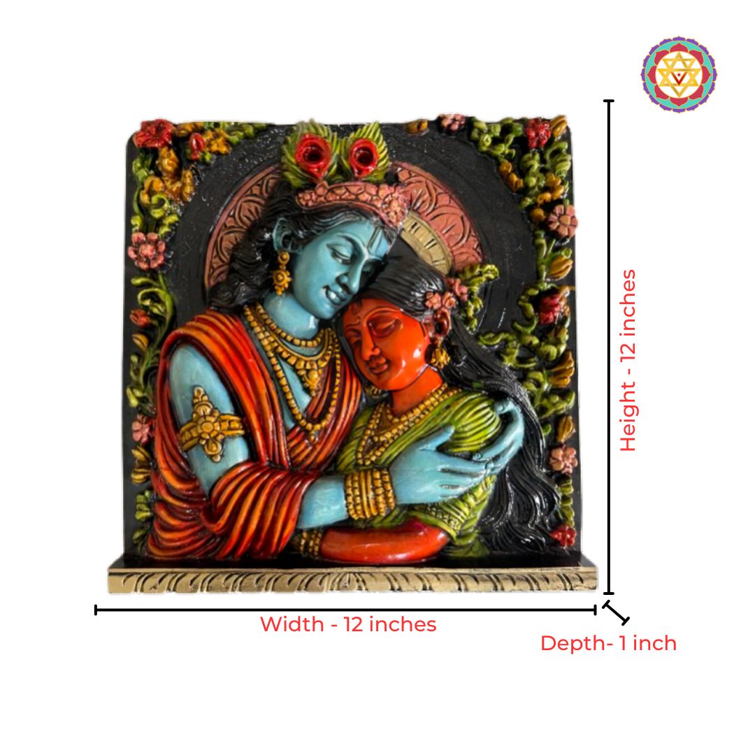 traditional wooden radha krishna wall decor for home temple