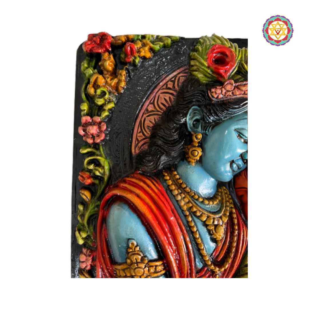 mahogany wood radha krishna god murti plaque
