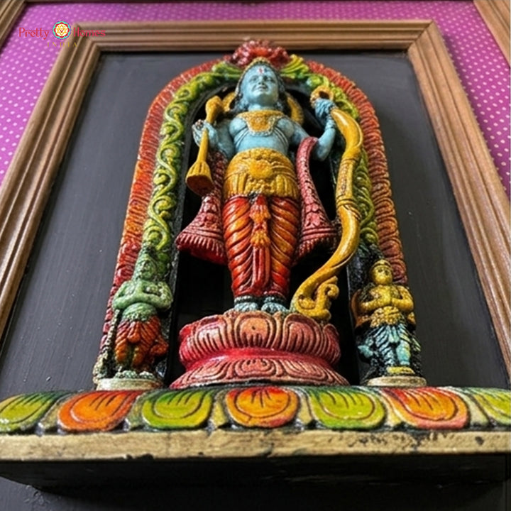 ram wall decor wooden hand carved sculpture with silk backdrop