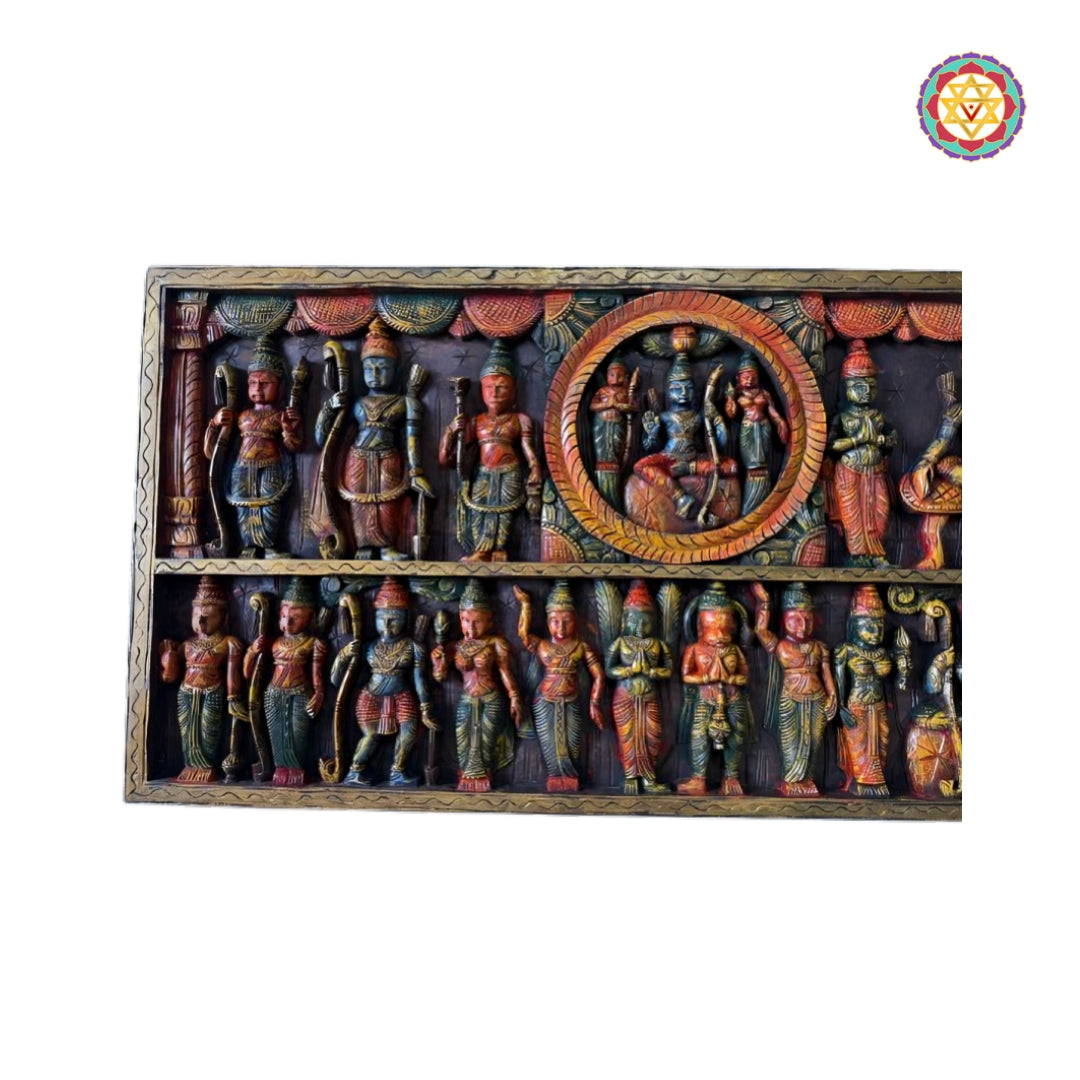 Large wooden Ram Leela decorative panel