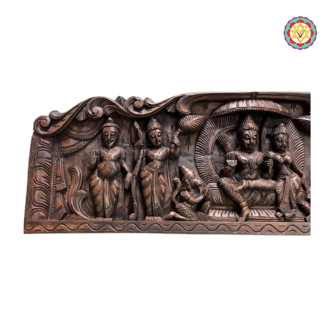 hand carved ram darbar wood carving wall art