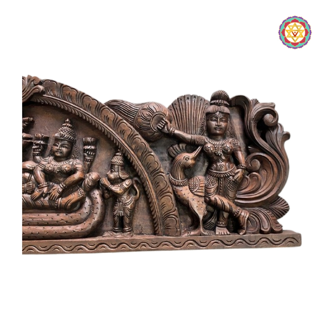 reclining vishnu wood carving wall decor