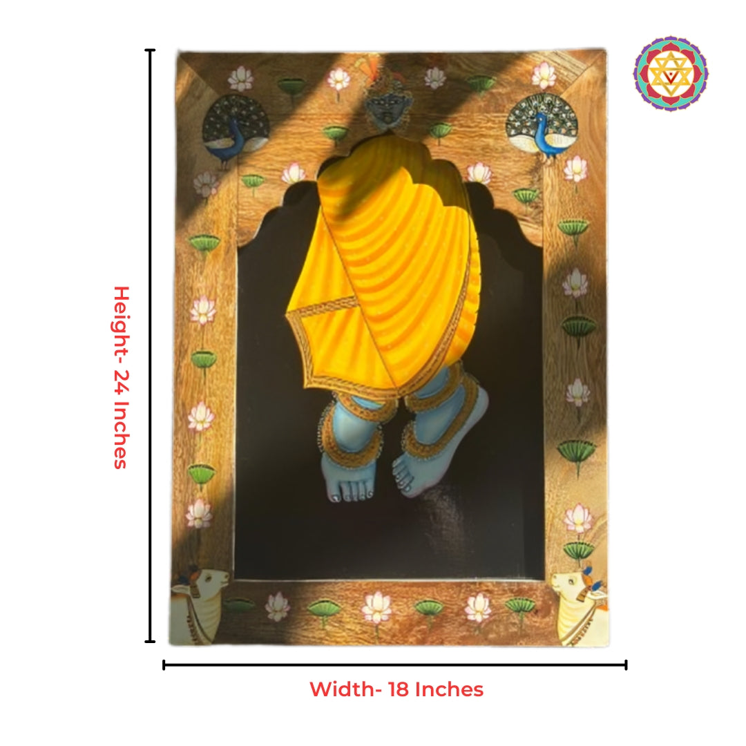 Traditional Radha Charan feet miniature wall hanging handcrafted rectangular devotional decor