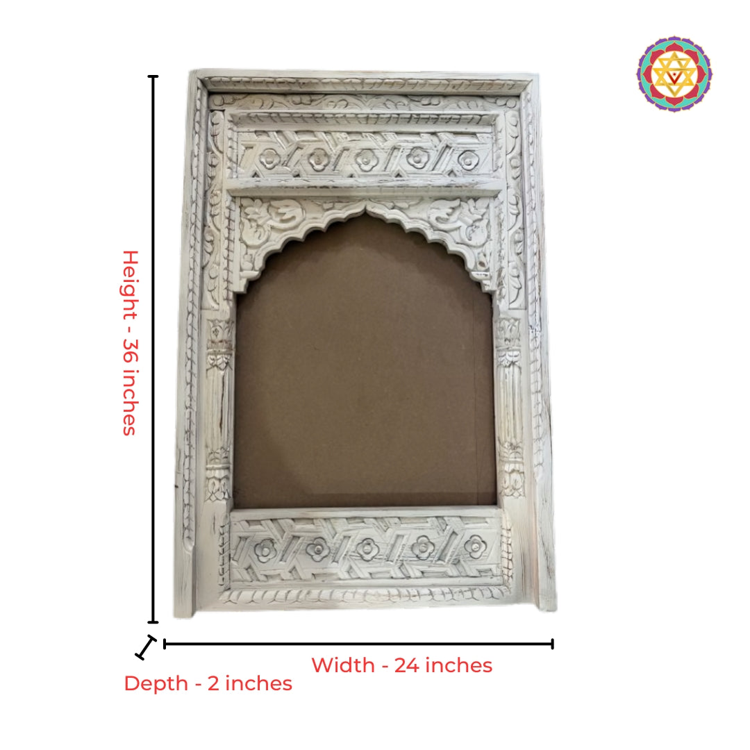 Heritage jharokha decor frame with intricate handcrafted wooden patterns