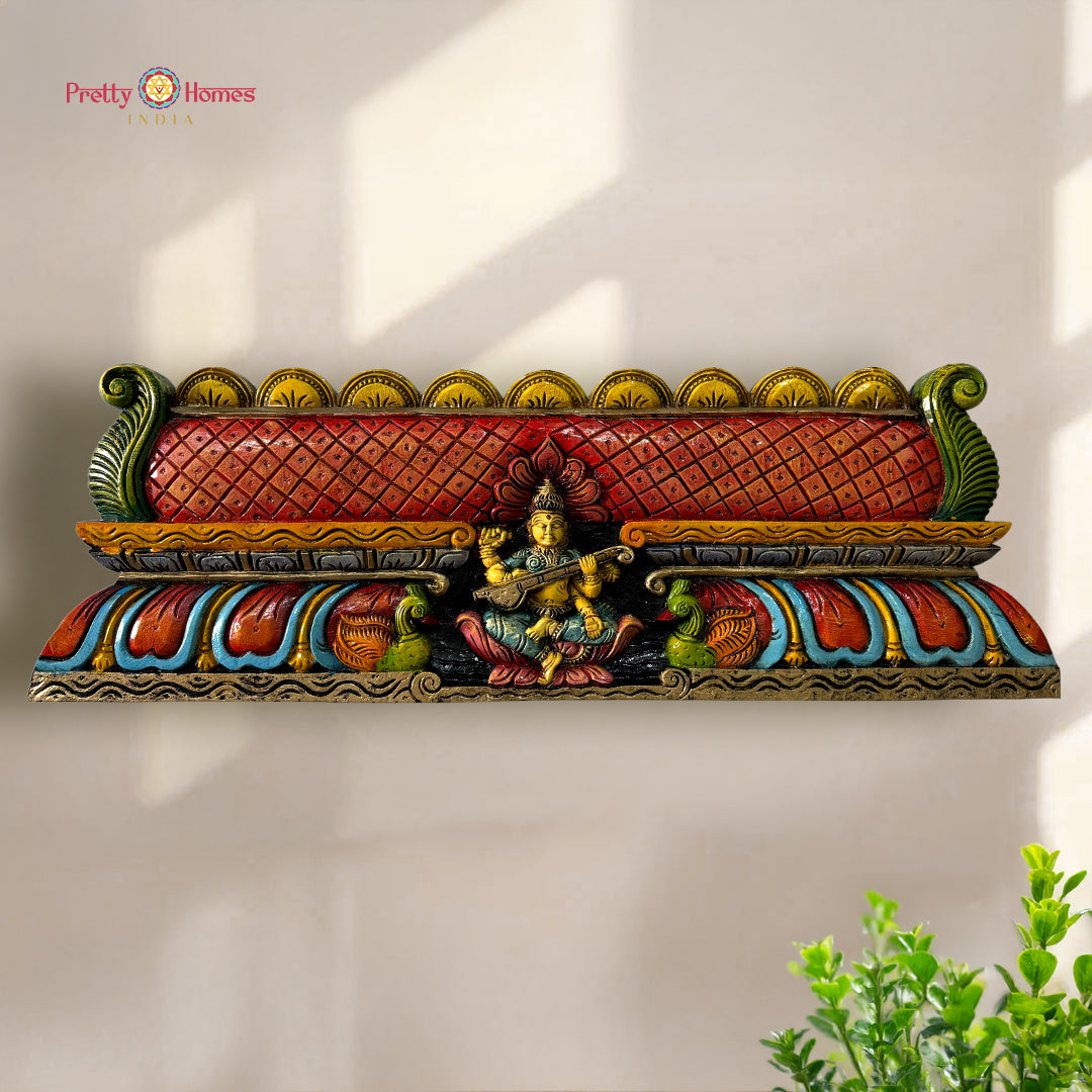 saraswati chettinad gopuram wood wall decor panel