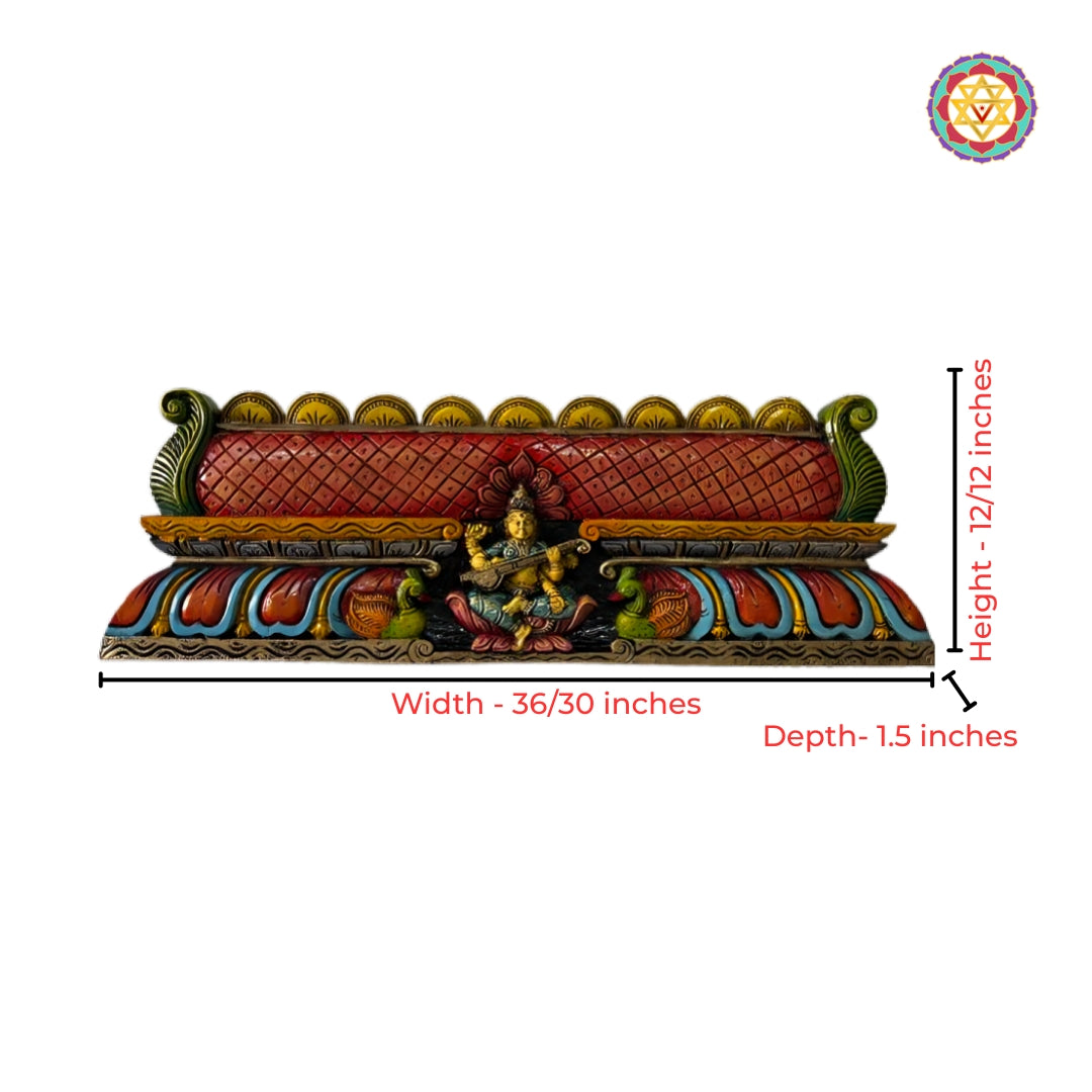 saraswati temple gopuram wood wall decor panel
