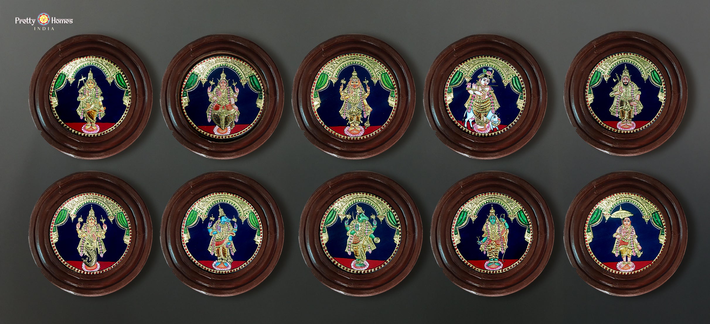 Vibrant Handcrafted Tanjore Painting Lord Vishnu Dasavatar