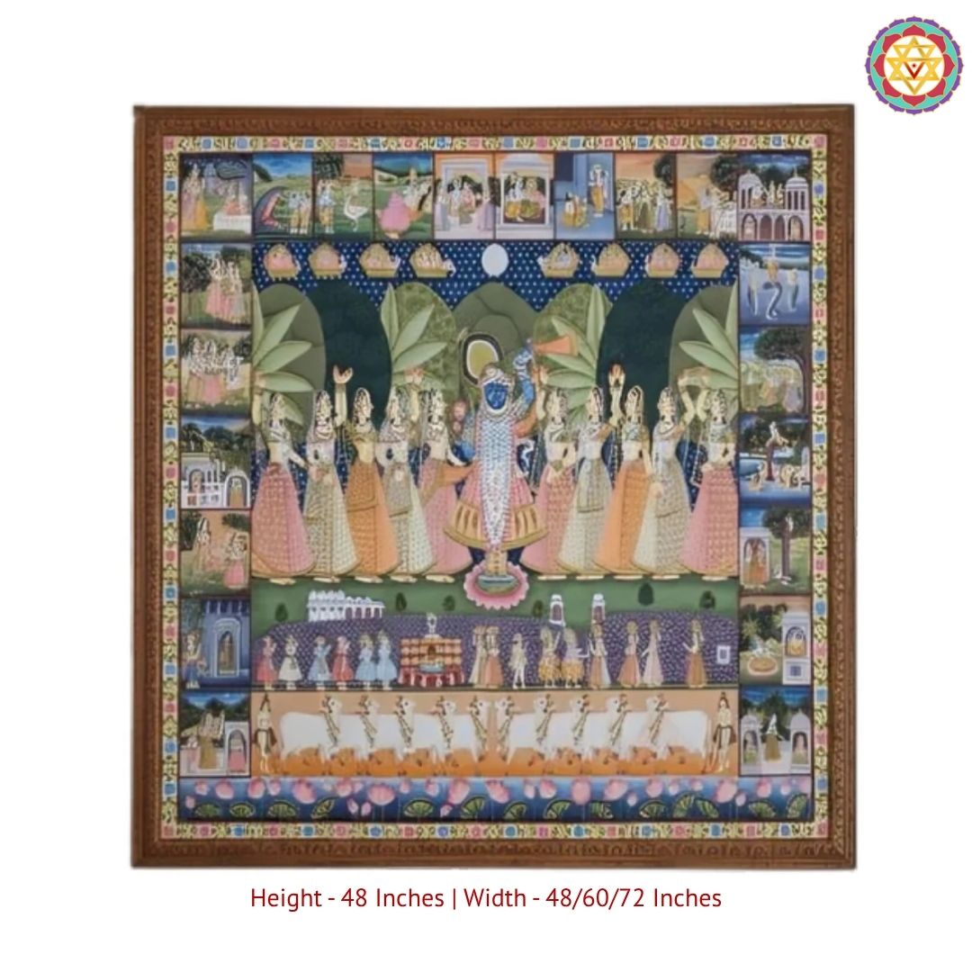 Shrinathji Pichwai painting inspired by Sharad Poornima night celebration