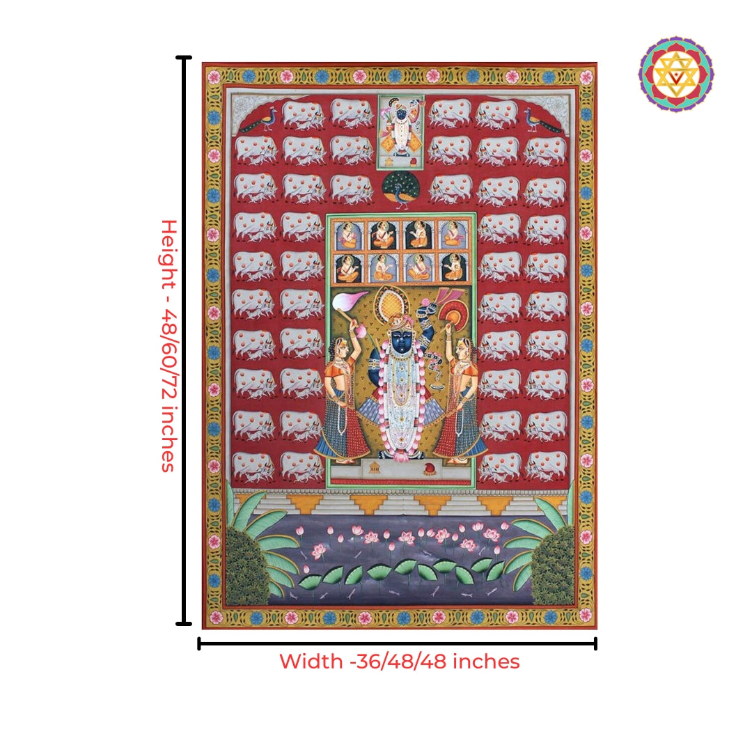 Handmade Shrinathji Pichwai cotton cloth painting