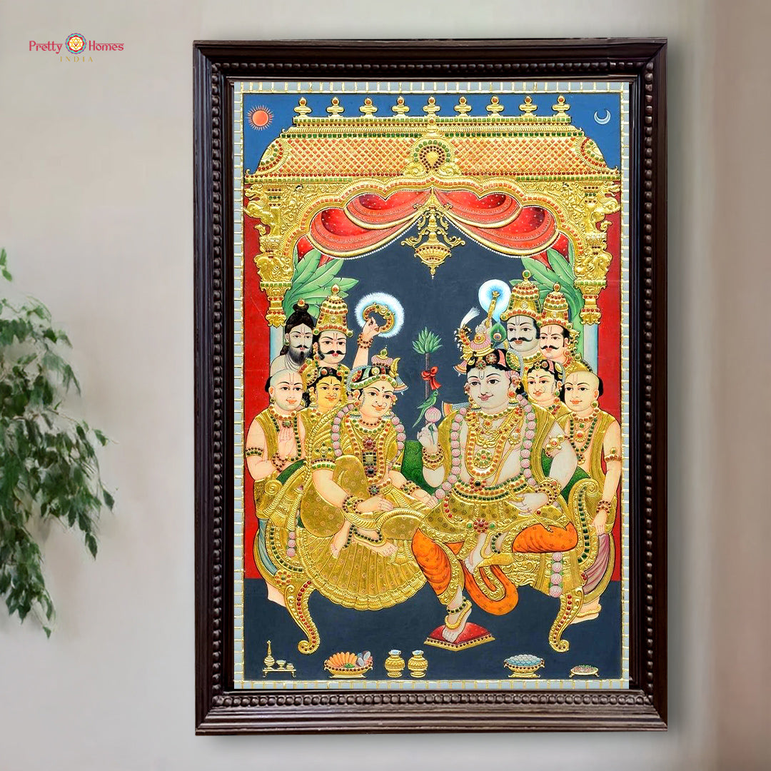 radha krishna god idol gold foil tanjore painting