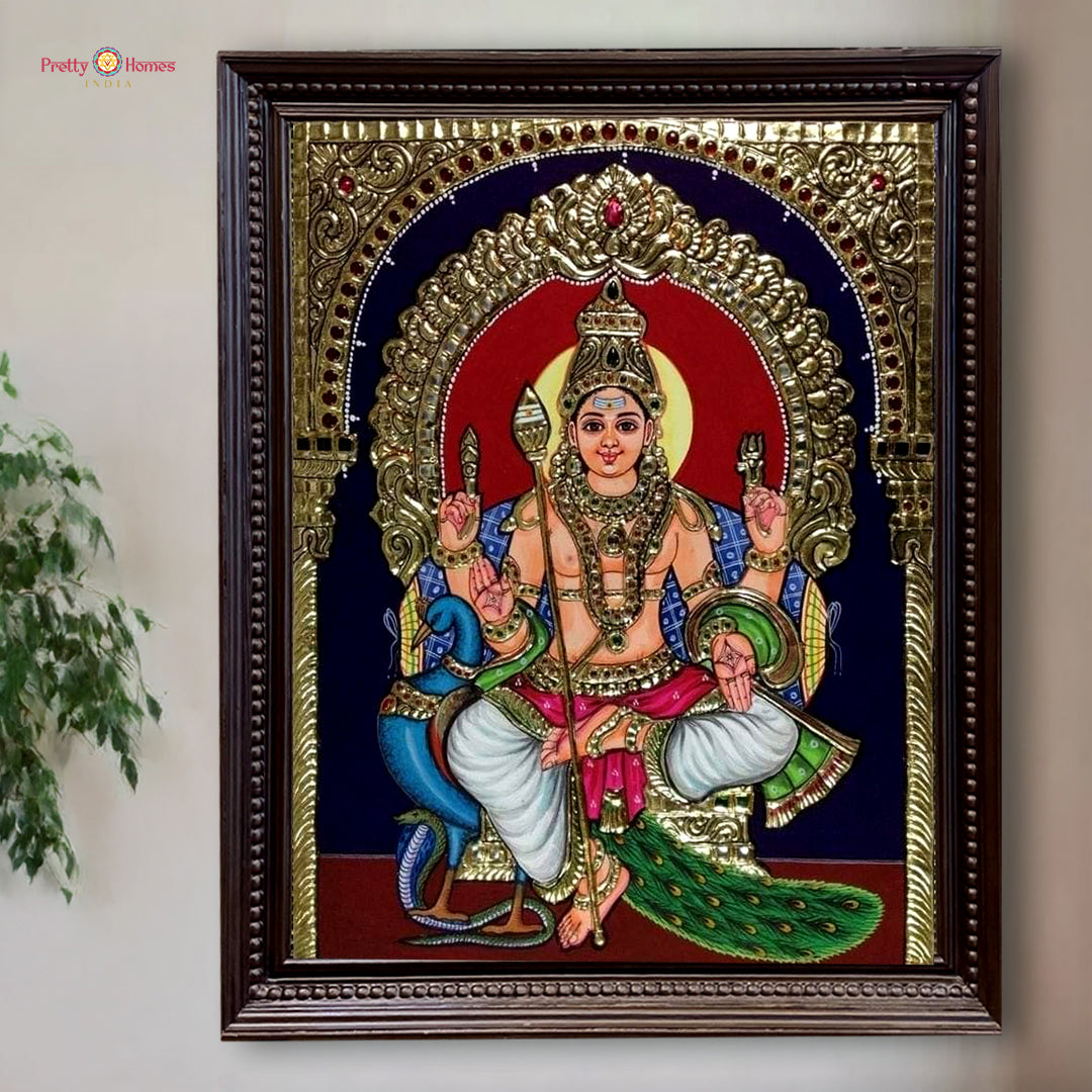 murugan god idol gold foil tanjore painting