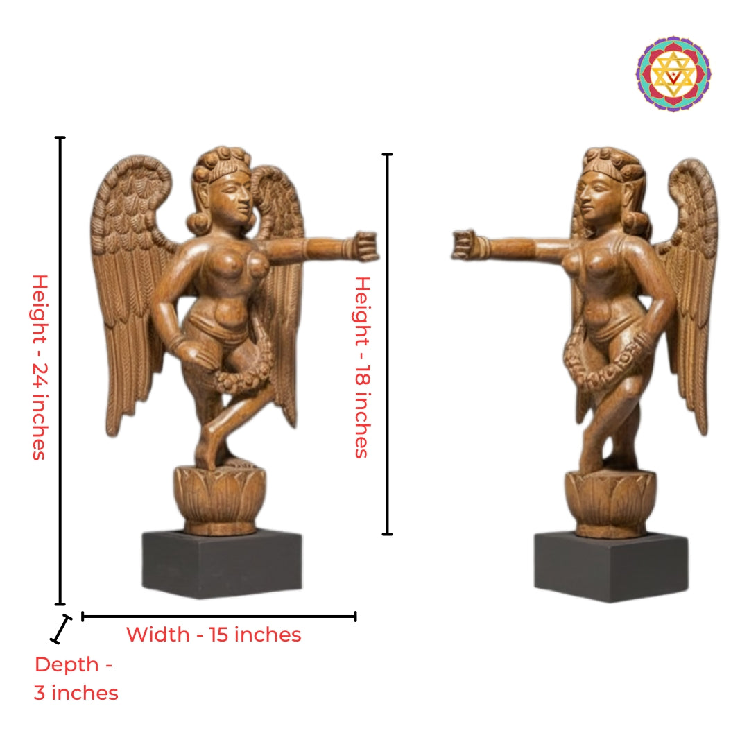 Close-up view of Gandharva celestial sculpture with fine heritage craftsmanship