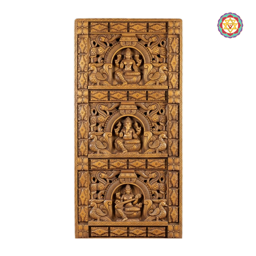 Vertical Wooden Wall Panels for Pooja Room Homes in India