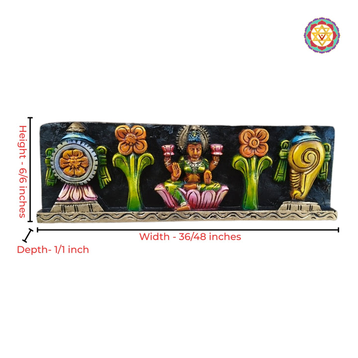 Goddess Lakshmi with Shankha & Chakra Panel in Vagai wood