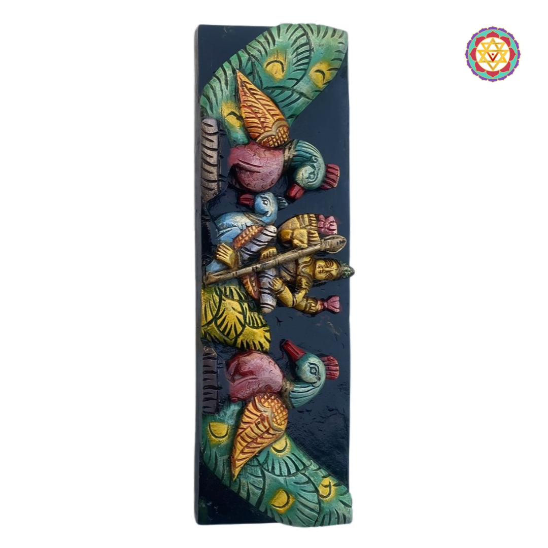 Lord Murugan with Peacocks Panel in Vagai wood