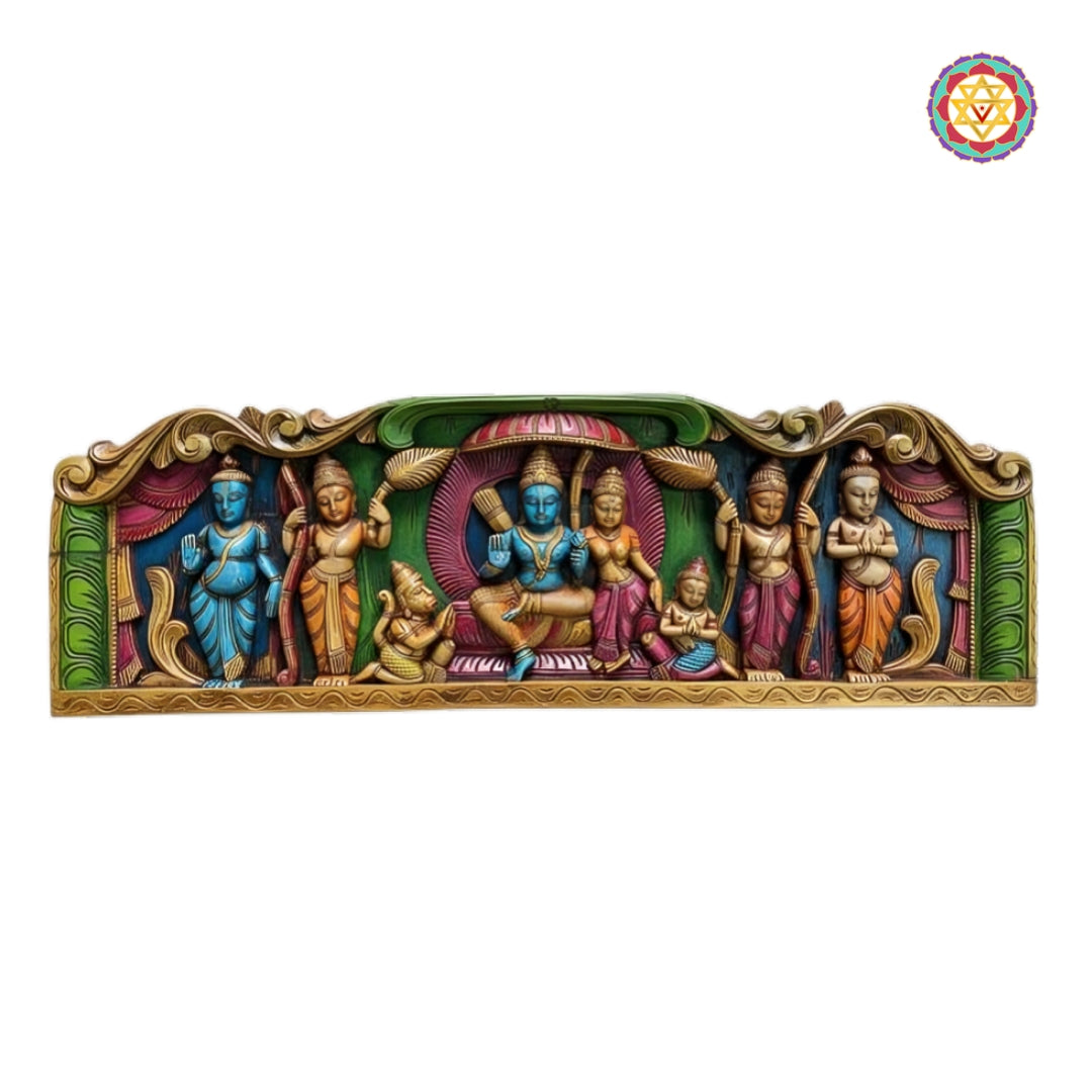 teak wood ram darbar temple wall carving