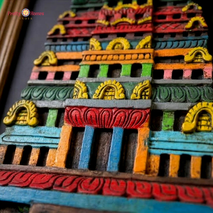 south indian temple wall decor wooden carved gopuram