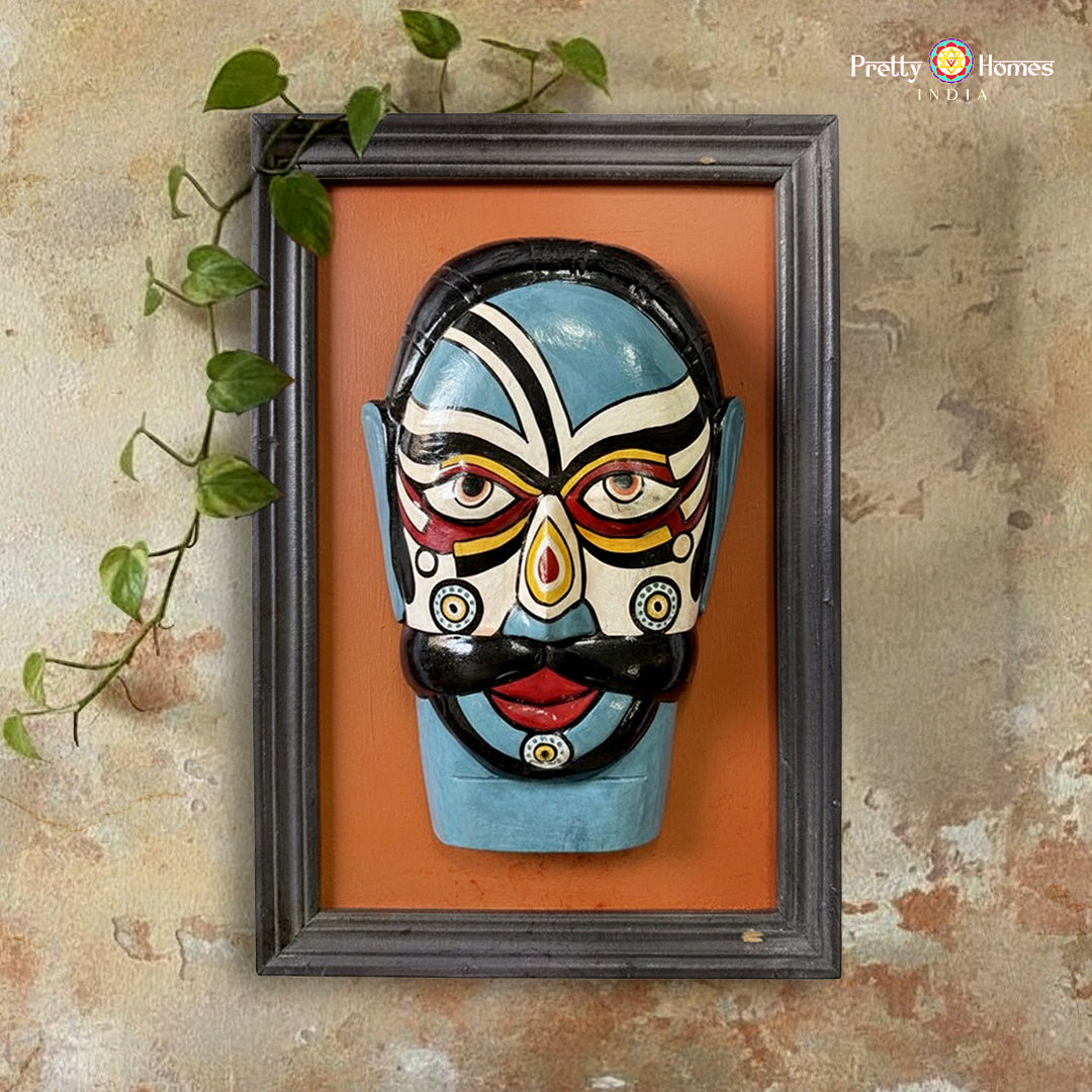 theyyam protector mask wooden handpainted décor