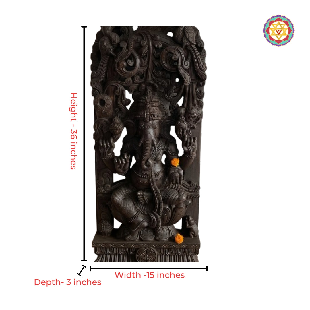 Wooden ganesha statue for pooja room decor