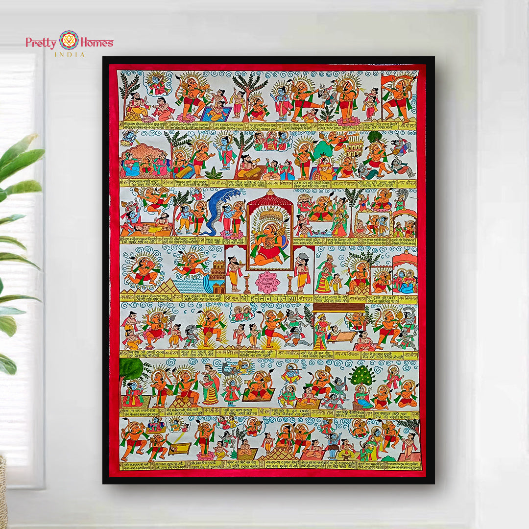 Traditional Phad Painting Cotton Cloth Hanuman Chalisa