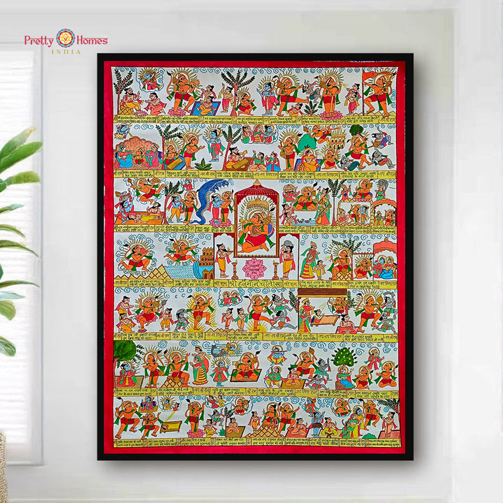 Traditional Phad Painting Cotton Cloth Hanuman Chalisa