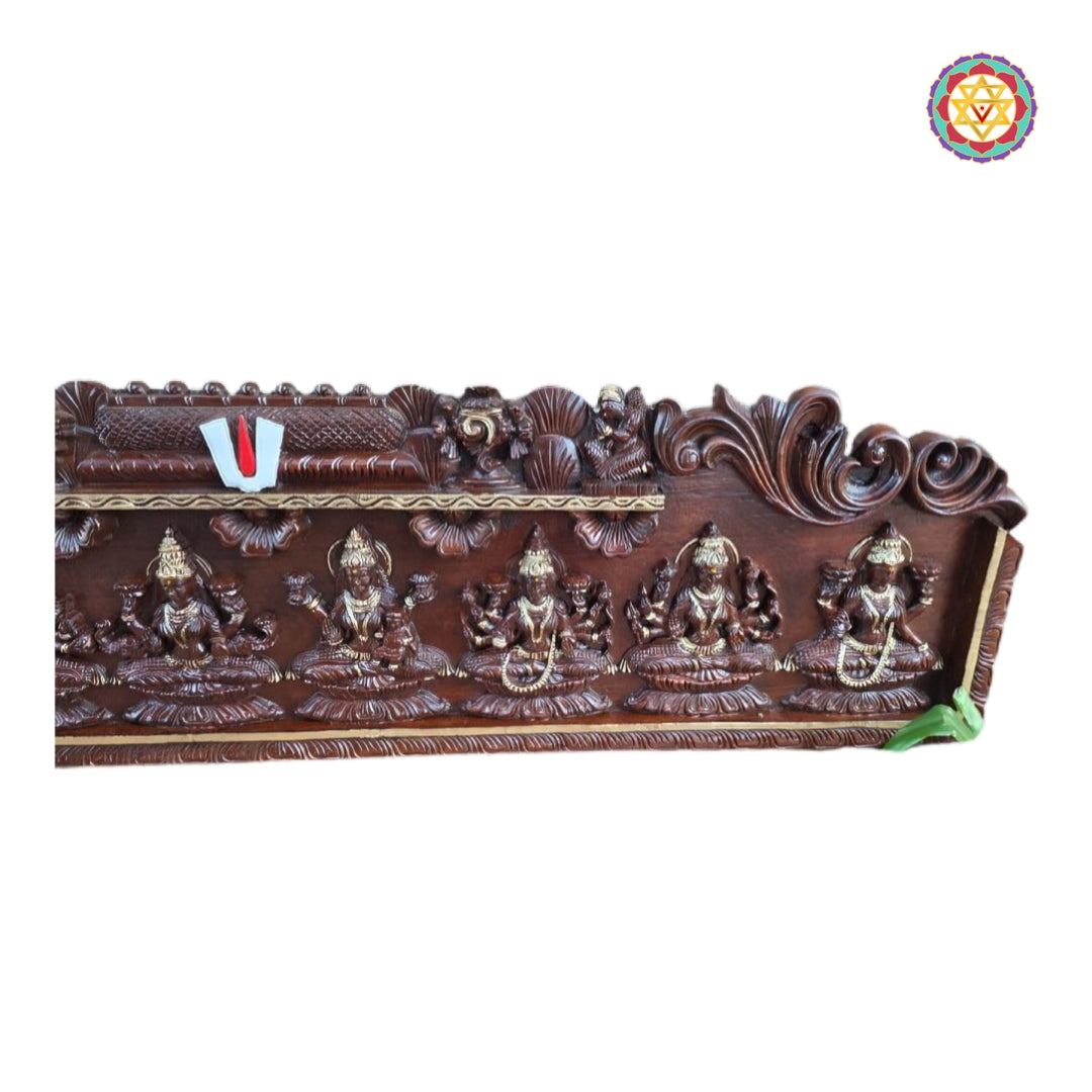 Intricate heritage craftsmanship of Goddess Ashtalakshmi horizontal wall decor panel