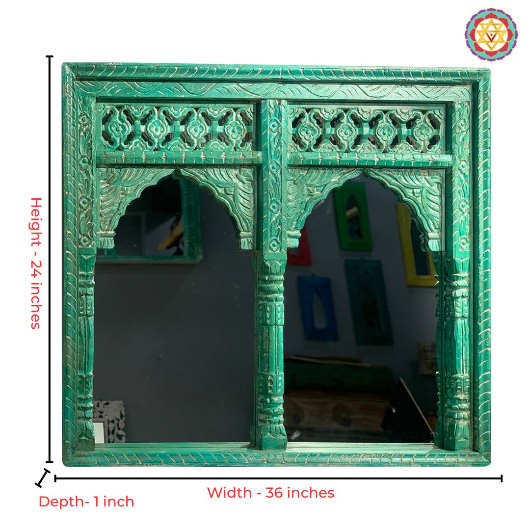 Authentic hand-carved wood Jharokha, symbolizing historical Indian architecture and royal charm.