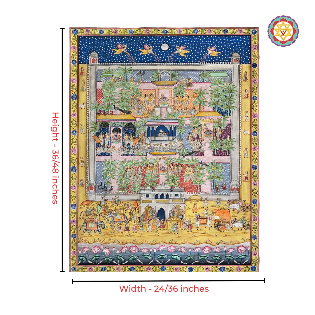Full view of traditional decorative set with handcrafted detailing