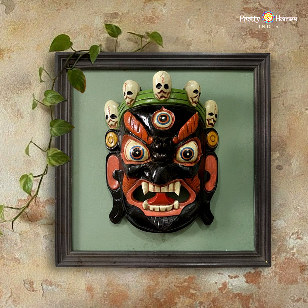 traditional large bhairava wooden wall mask