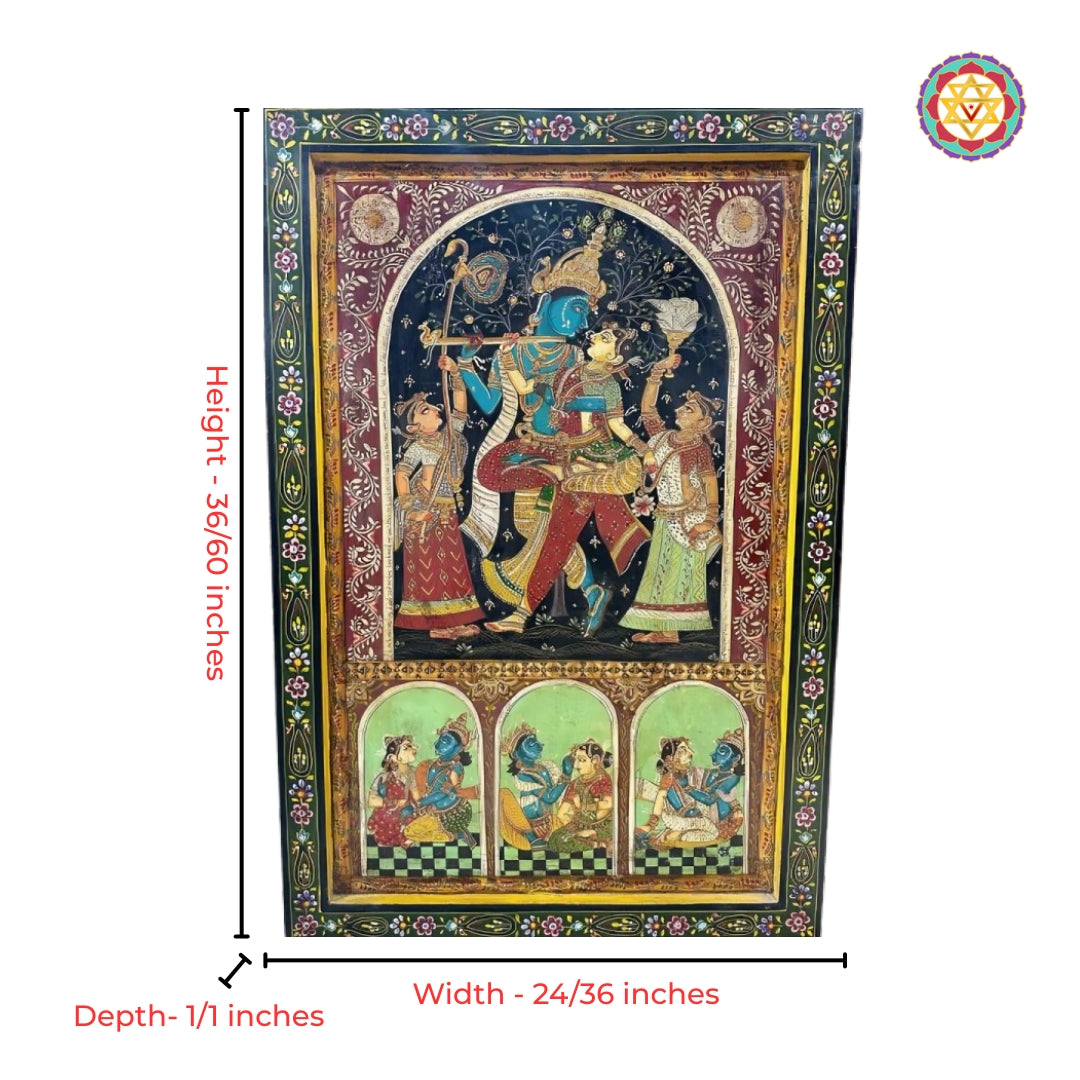 Pattachitra detailing of Krishna flute and Radha