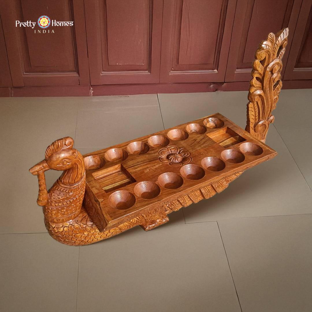 Wood carved Pallangudi peacock game board