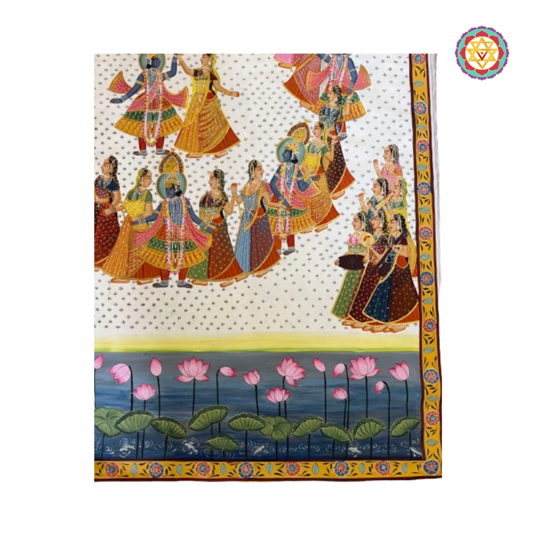 Handmade Nathdwara style Krishna Raas Leela Pichwai artwork