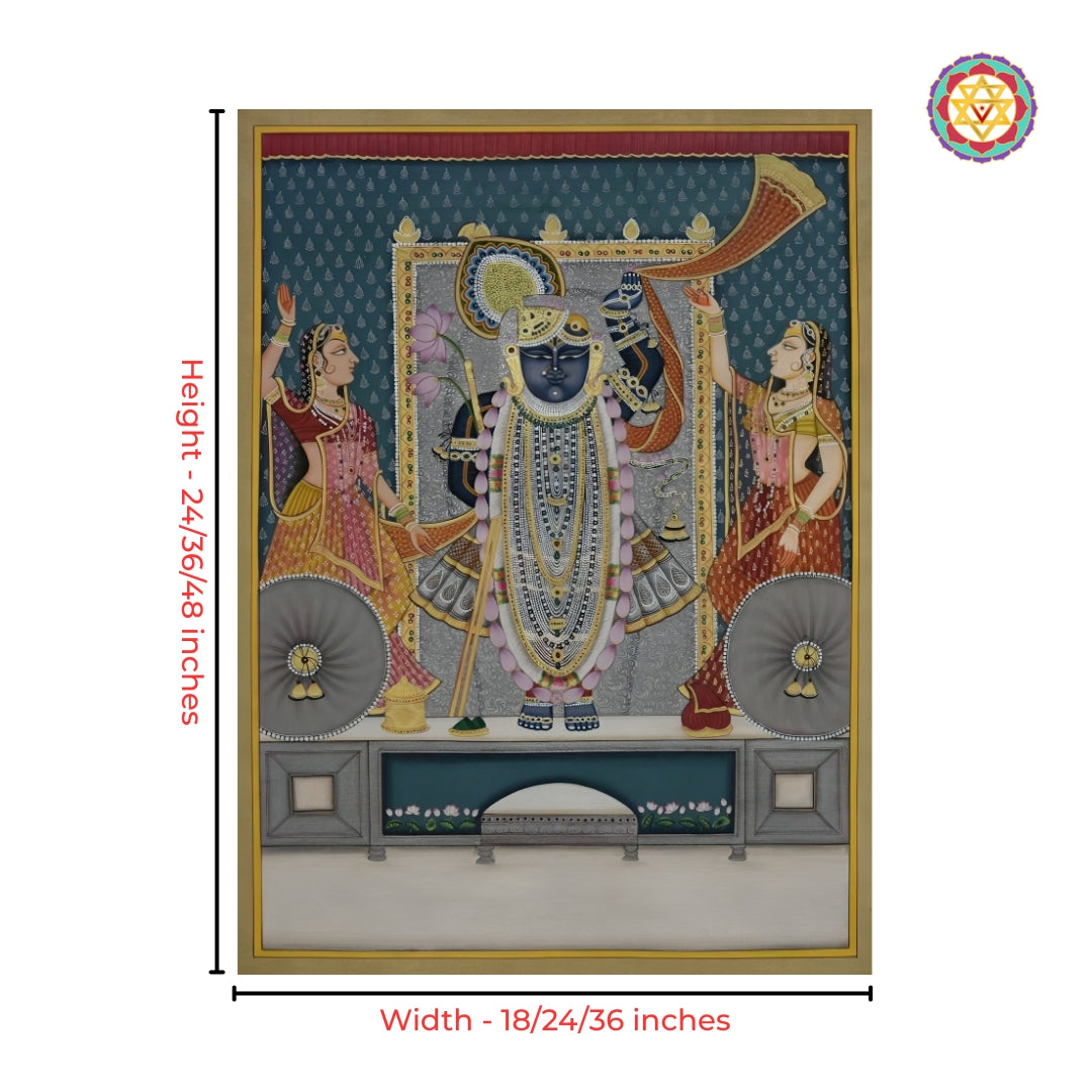 Traditional wall decor Raas Leela Shrinathji on cotton cloth.
