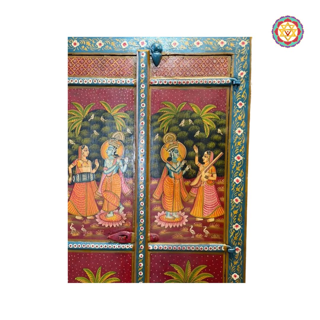 traditional radha krishna wall panel temple design