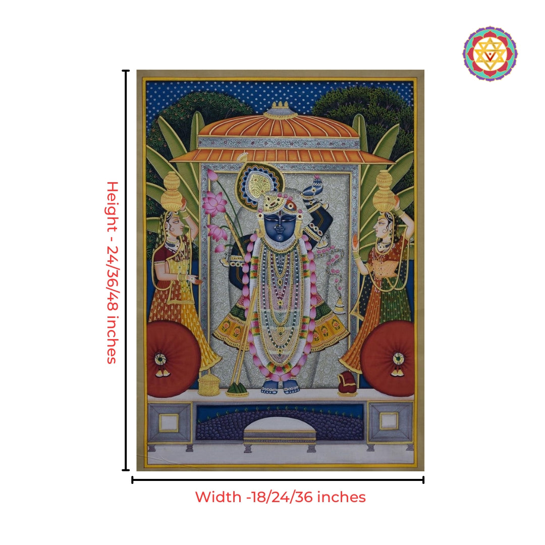 Traditional Pichwai art detailing of Shrinathji Darshan