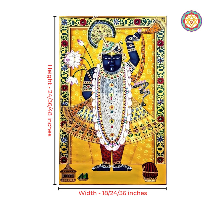 Traditional wall decor Shrinathji darshan on cotton cloth.