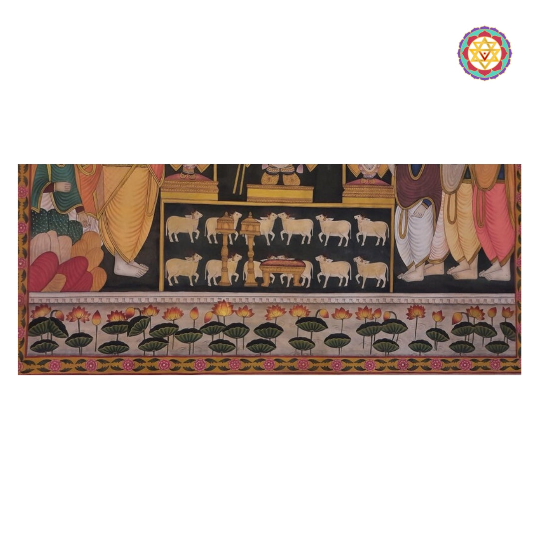 Traditional Shrinathji Pichwai Painting Sacred Daan Leela