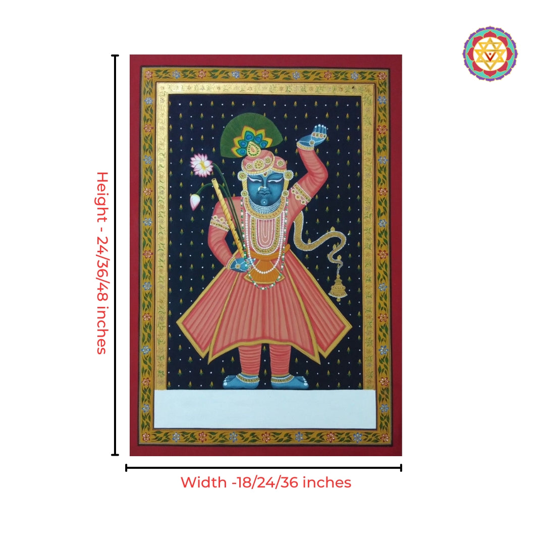 Intricate detailing in traditional Pichwai art of Shrinathji