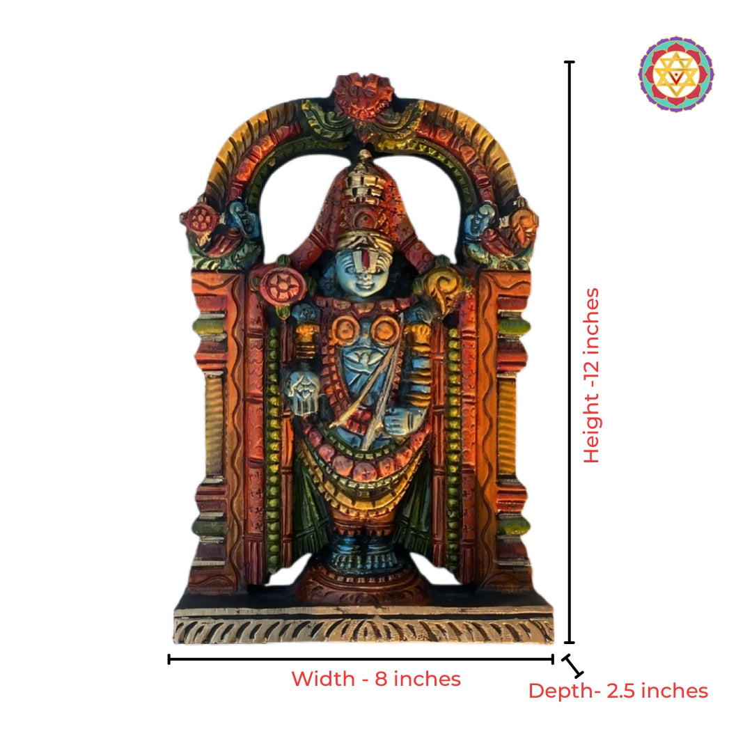 Intricate carving on wooden Balaji showpiece