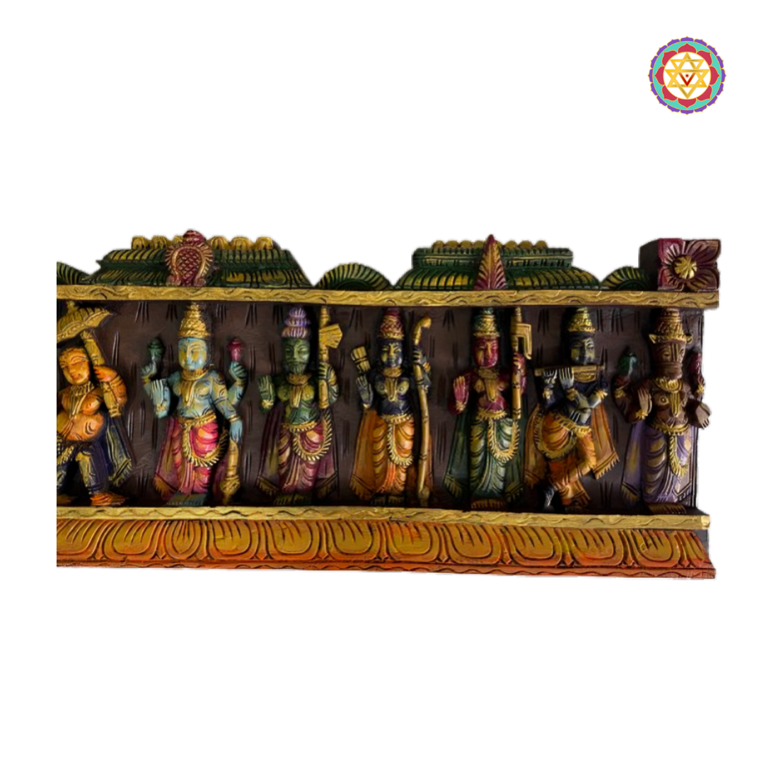 traditional vishnu wood wall art carving