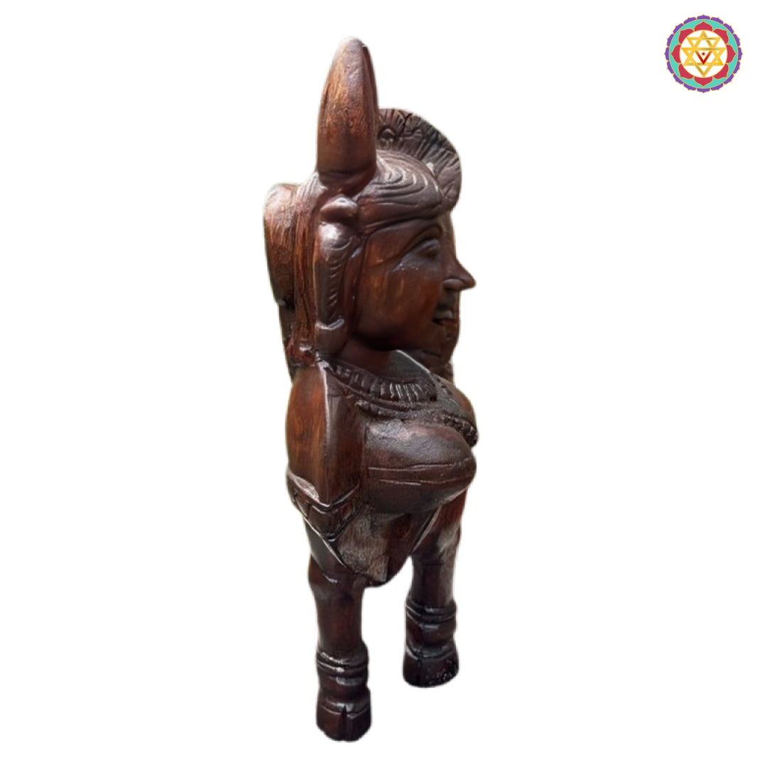 Traditional Kamadhenu wooden sculpture with fine artisan craftsmanship